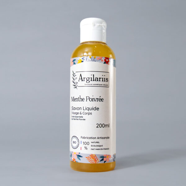 Savon liquide menthe poivrée, 200ml, naturel.